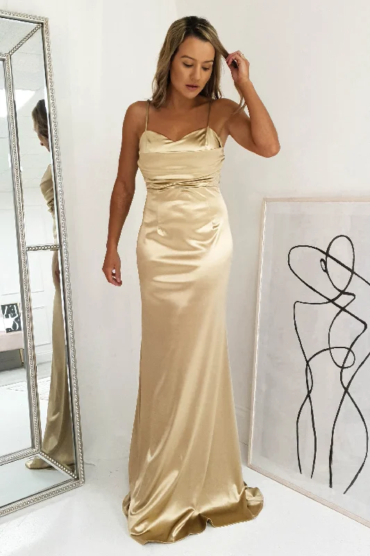 Addison Satin Gown | Gold