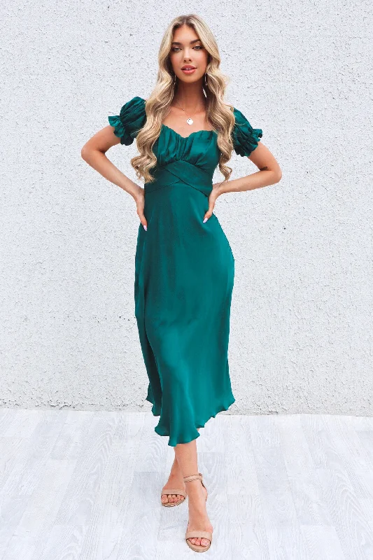 Claudia Midi Dress - Forest Green