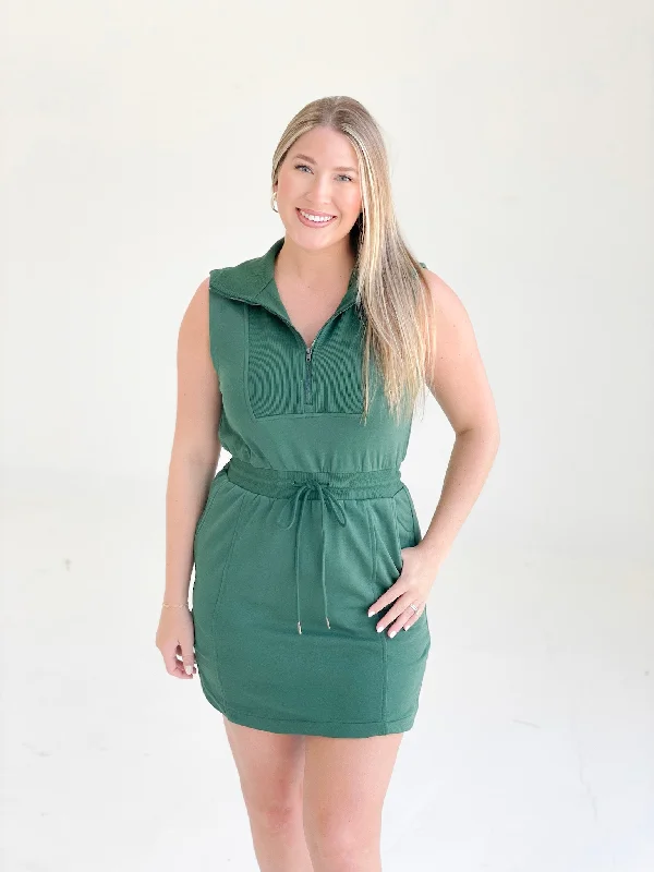 Inconspicuous Mini Dress - Hunter Green