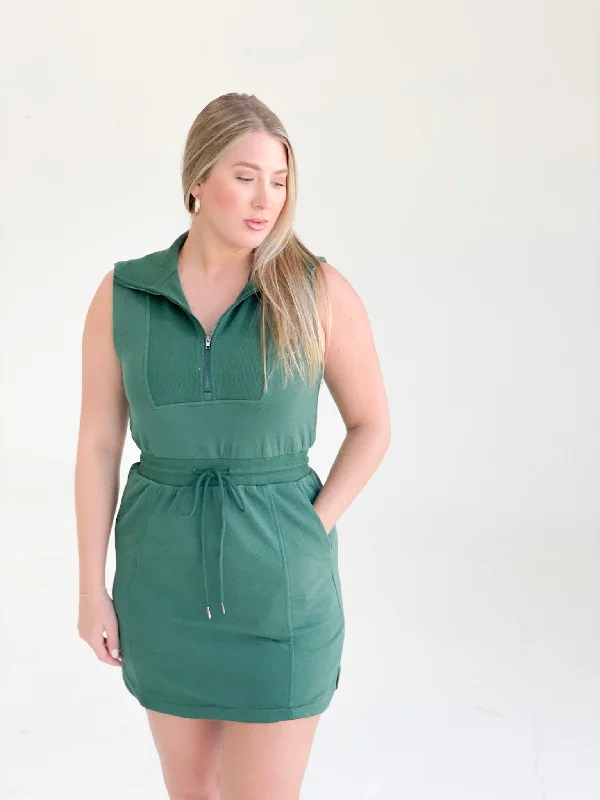 Inconspicuous Mini Dress - Hunter Green