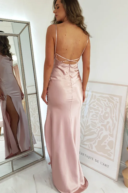 Love Silky Satin Gown | Blush