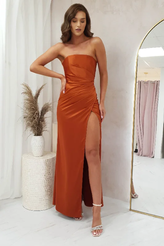 Malani Strapless Gown | Sunset Orange