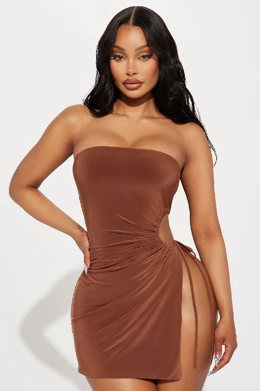 Mariana Ruched Mini Dress - Chocolate