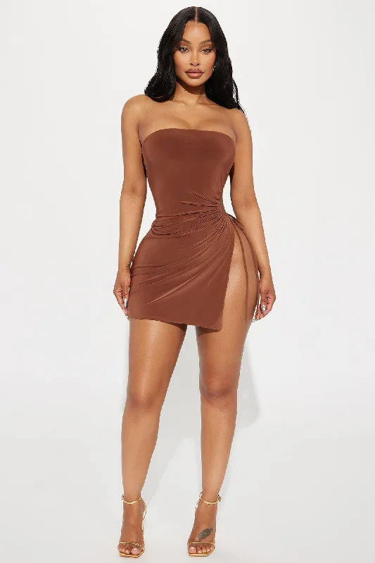 Mariana Ruched Mini Dress - Chocolate