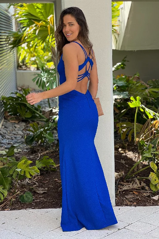 Royal Blue Maxi Dress With Strappy Back