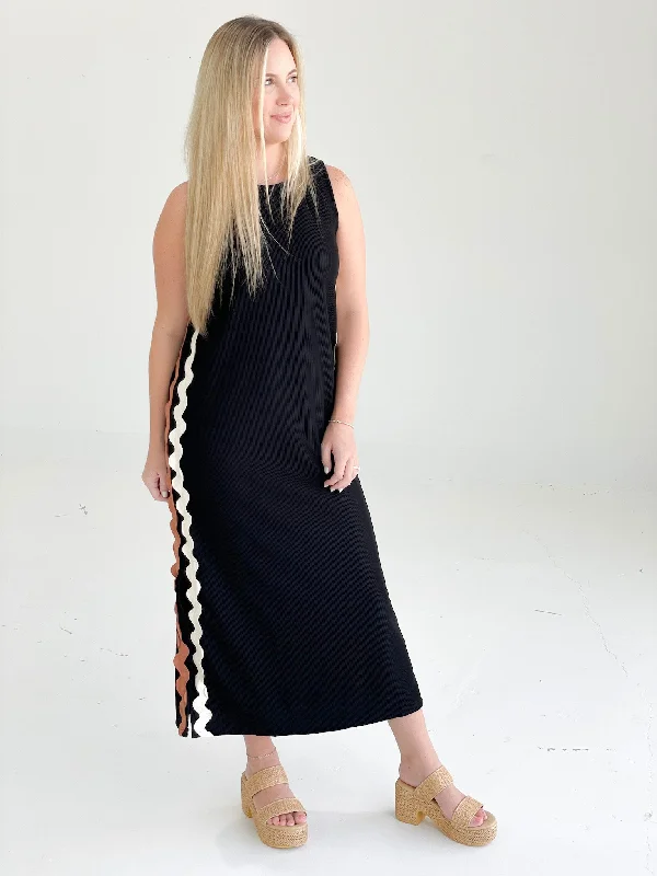 Silver Lining Midi Dress - Black