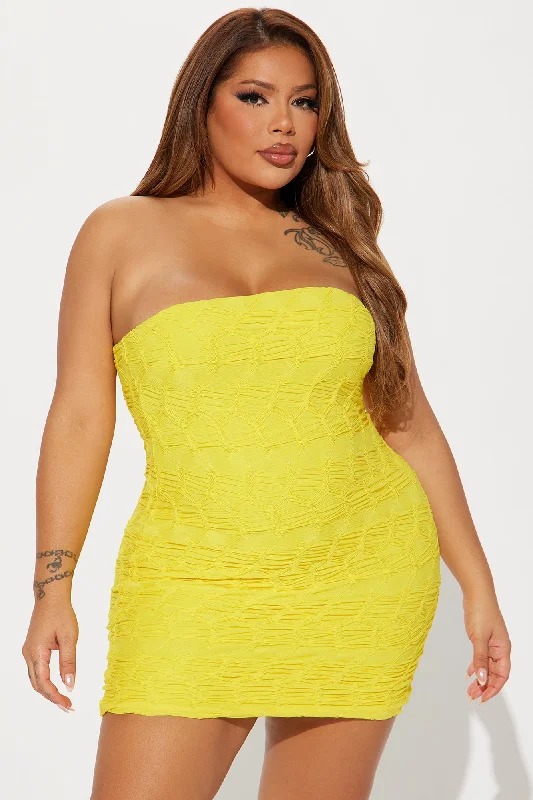 Tatum Textured Micro Mini Dress - Yellow