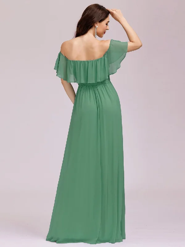 Off Shoulder Ruffle Thigh Split Wholesale Bridesmaid Dresses For Women