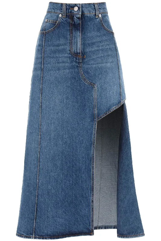 Alexander mcqueen denim skirt with cut out 754828 QMACG BLUE STONE WASH