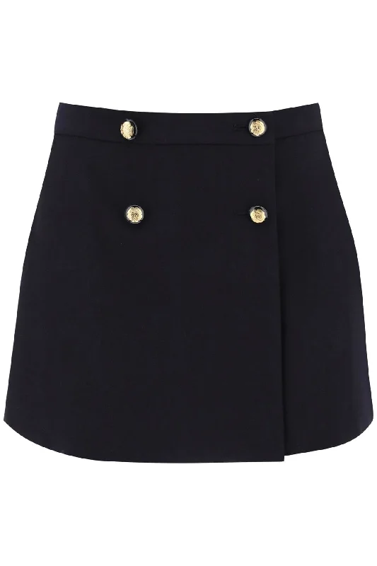 Alexander mcqueen mini wrap skirt with seal buttons 752499 QJACF NAVY