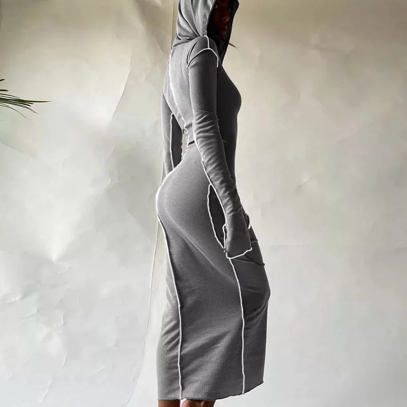 Hooded Bodycon Long Sleeve Dress