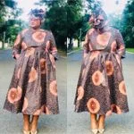 Long Sleeve Plus-Size Ankara Dress