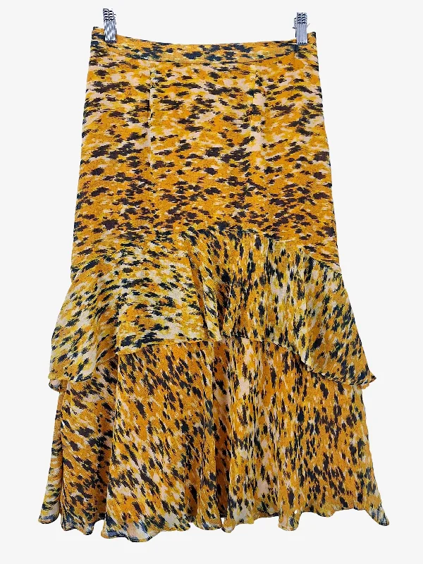 Whistles Classy Ruffle Printed Midi Skirt Size 8