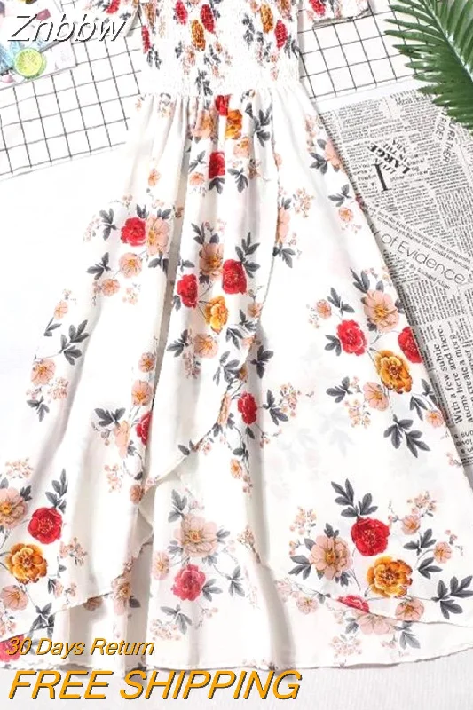 Znbbw Long Summer Boho Dresses for Women 2023 Causal Maxi Floral Dress Female Beach Vacation Holiday Outfits